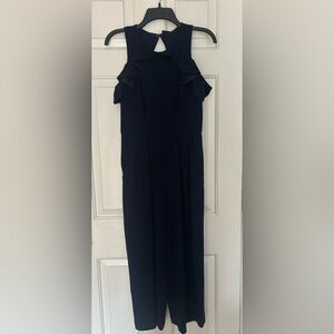 Maggy London Navy Wide Leg Ruffle Jumpsuit. Size 2. EUC.